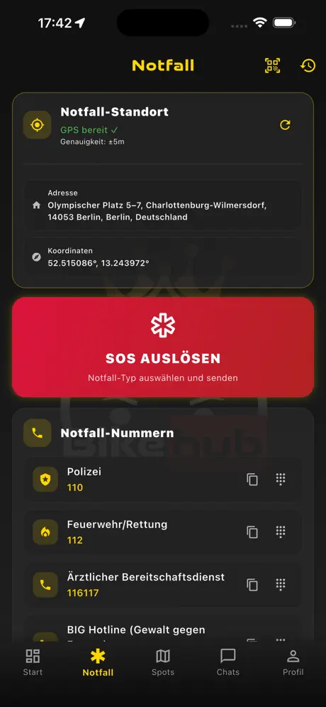BikeHub App Screenshot: Community Funktionen